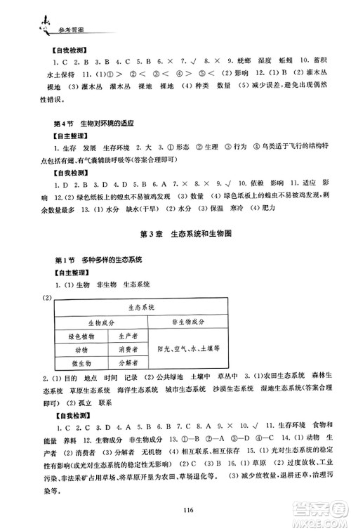 江苏凤凰教育出版社2023年秋学习与评价七年级生物上册苏科版答案