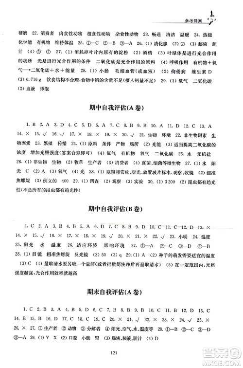 江苏凤凰教育出版社2023年秋学习与评价七年级生物上册苏科版答案