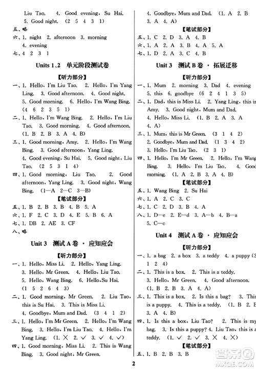 东南大学出版社2023年秋江苏密卷一年级英语上册江苏版答案 东南大学出版社2023年秋江苏密卷一年级英语上册江苏版答案