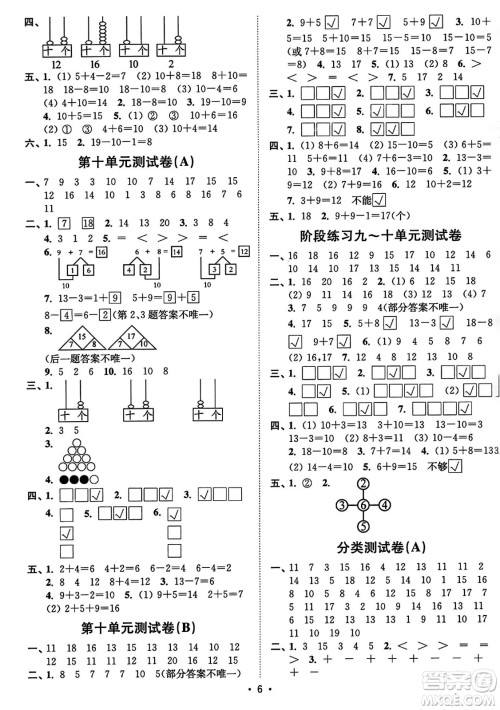 东南大学出版社2023年秋江苏密卷一年级数学上册江苏版答案 东南大学出版社2023年秋江苏密卷一年级数学上册江苏版答案