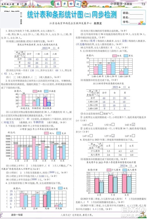 2023年秋少年智力开发报一年级数学上册苏教版第13-15期答案