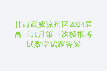 甘肃武威凉州区2024届高三11月第三次模拟考试数学试题答案 甘肃武威凉州区2024届高三11月第三次模拟考试数学试题答案
