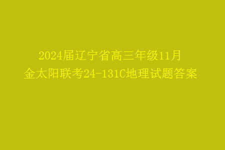 2024届辽宁省高三年级11月金太阳联考24-131C地理试题答案 2024届辽宁省高三年级11月金太阳联考24-131C地理试题答案