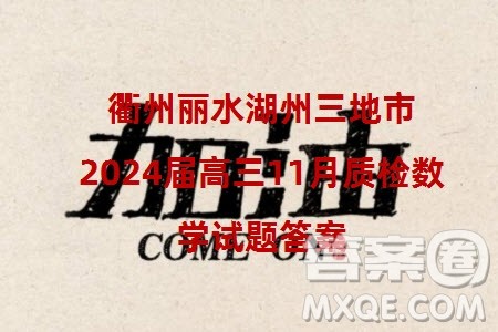 浙江衢州丽水湖州三地市2024届高三11月质检数学试题答案 浙江衢州丽水湖州三地市2024届高三11月质检数学试题答案