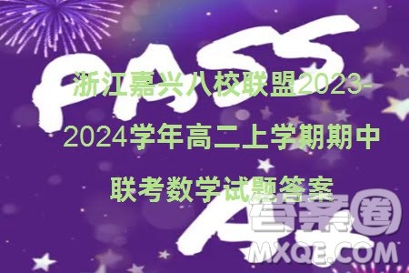 浙江嘉兴八校联盟2023-2024学年高二上学期期中联考数学试题答案