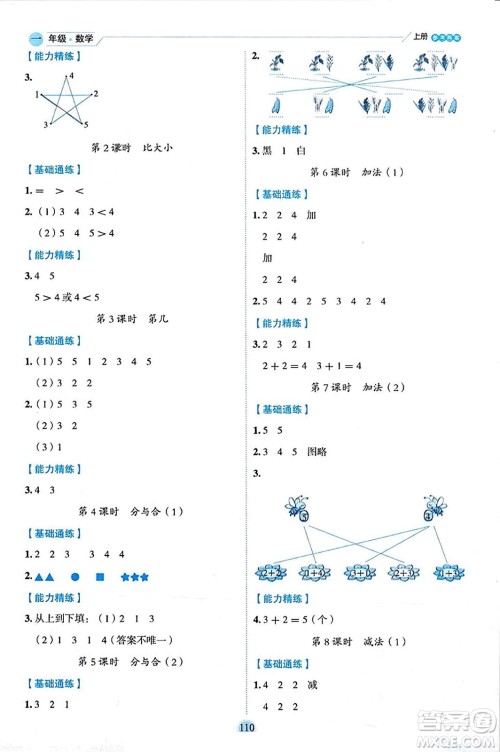 延边人民出版社2023年秋优秀生作业本一年级数学上册人教版答案 延边人民出版社2023年秋优秀生作业本一年级数学上册人教版答案