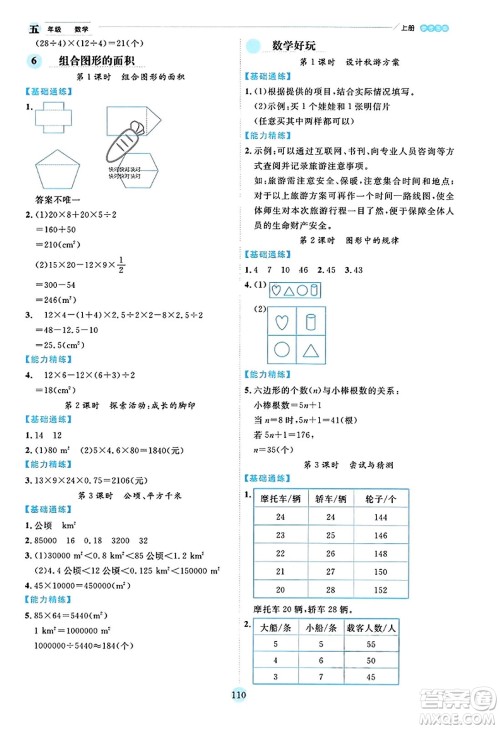 延边人民出版社2023年秋优秀生作业本五年级数学上册北师大版答案