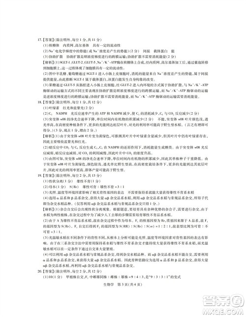 江西省稳派2024届高三11月一轮总复习调研测试生物试题答案 江西省稳派2024届高三11月一轮总复习调研测试生物试题答案