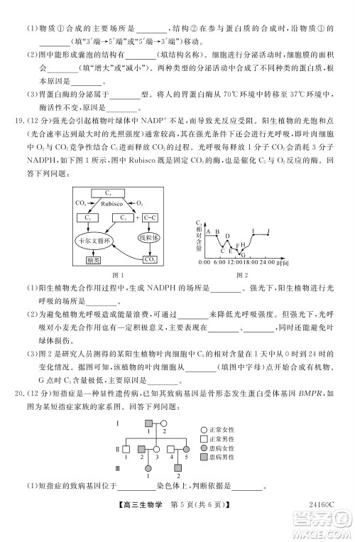 福州市2024届闽江口协作体高三上学期11月期中联考生物试题答案 福州市2024届闽江口协作体高三上学期11月期中联考生物试题答案