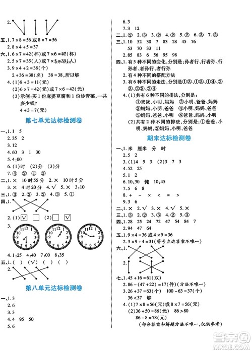 阳光出版社2023年秋自主课堂二年级数学上册人教版答案