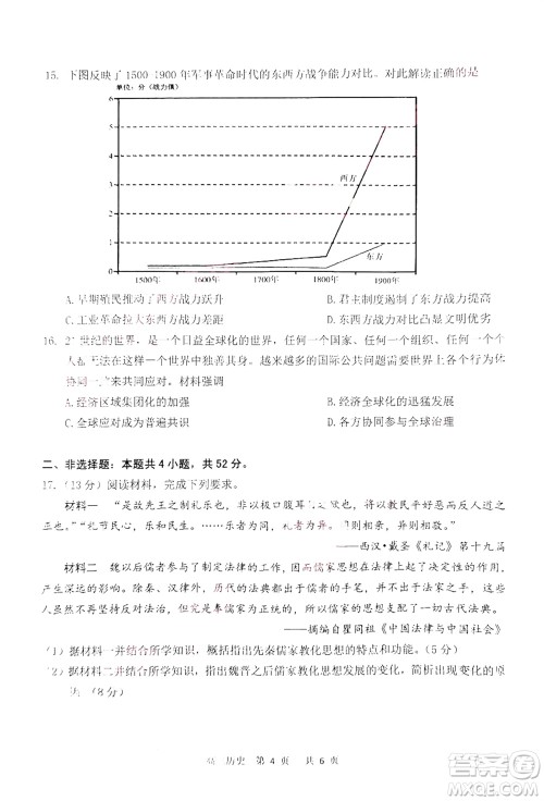 扬州市2023-2024学年高三上学期期中检测试题历史答案