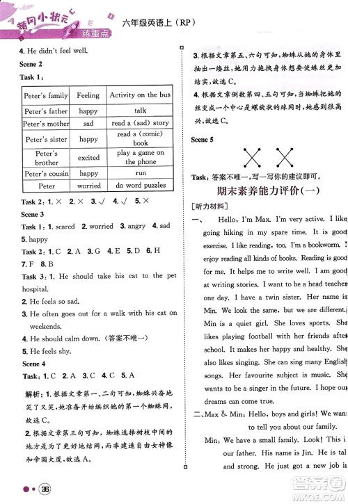 龙门书局2023年秋黄冈小状元练重点培优同步作业六年级英语上册人教PEP版答案