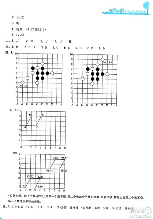 浙江工商大学出版社2023年秋学力测评小学生单元测试卷五年级数学上册人教版答案