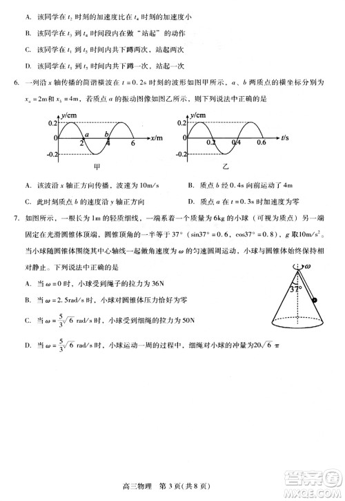 贵州名校协作体2023-2024学年高三上学期11月联考一物理参考答案 贵州名校协作体2023-2024学年高三上学期11月联考一物理参考答案
