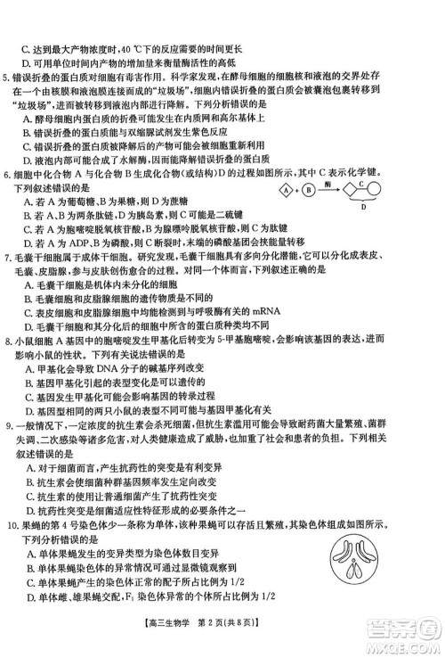 山西省2024届高三上学期11月金太阳联考生物试题答案 山西省2024届高三上学期11月金太阳联考生物试题答案