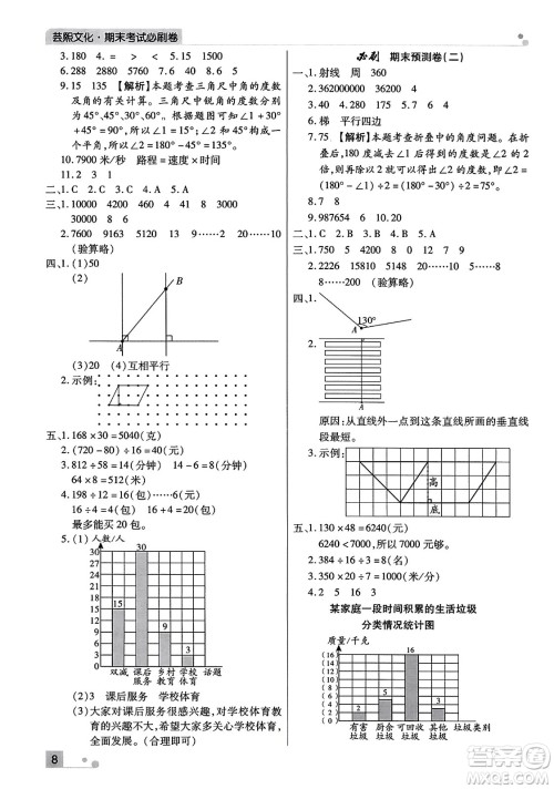 北方妇女儿童出版社2023年秋期末考试必刷卷四年级数学上册人教版河南专版答案