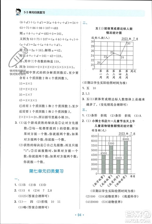 首都师范大学出版社2023年秋53单元归类复习五年级数学上册青岛版参考答案 首都师范大学出版社2023年秋53单元归类复习五年级数学上册青岛版参考答案