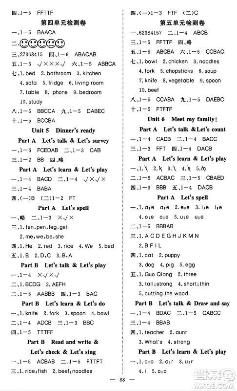 湖北科学技术出版社2023年秋高效课堂导学案四年级英语上册人教版答案 湖北科学技术出版社2023年秋高效课堂导学案四年级英语上册人教版答案