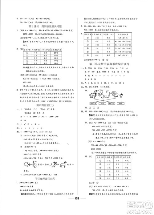 山东科学技术出版社2023年秋新思维伴你学三年级数学上册人教版参考答案