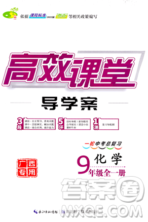 湖北科学技术出版社2023年秋高效课堂导学案九年级化学全一册课标版广西专版答案
