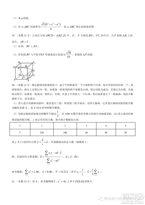 2024届贵百河高三上学期11月质量调研联考数学试题答案