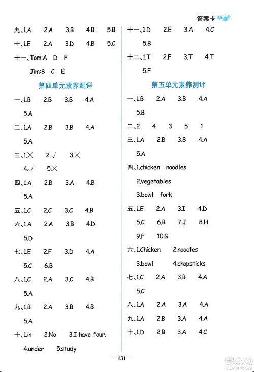 辽宁少年儿童出版社2023年秋世纪金榜金榜小博士四年级英语上册通用版答案
