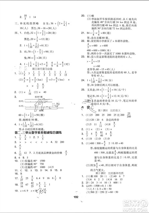 山东科学技术出版社2023年秋新思维伴你学达标测试卷六年级数学上册人教版参考答案