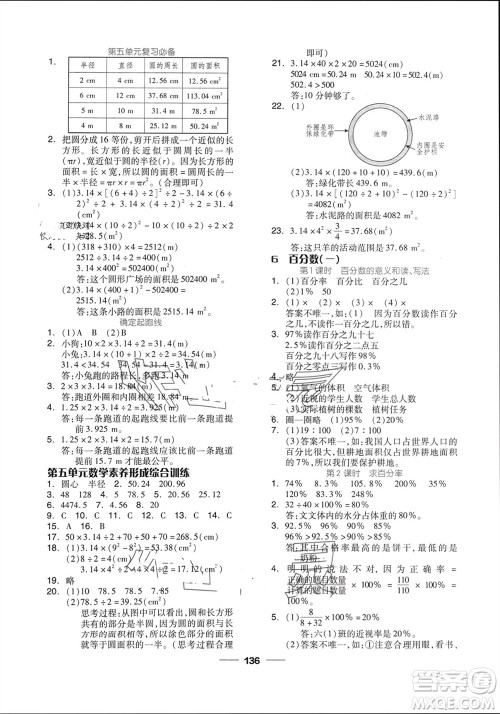 山东科学技术出版社2023年秋新思维伴你学达标测试卷六年级数学上册人教版参考答案