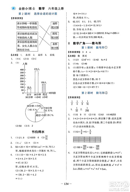 辽宁少年儿童出版社2023年秋世纪金榜金榜小博士六年级数学上册通用版答案