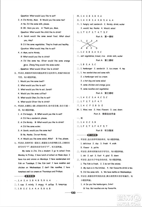 山东科学技术出版社2023年秋新思维伴你学五年级英语上册人教版参考答案 山东科学技术出版社2023年秋新思维伴你学五年级英语上册人教版参考答案
