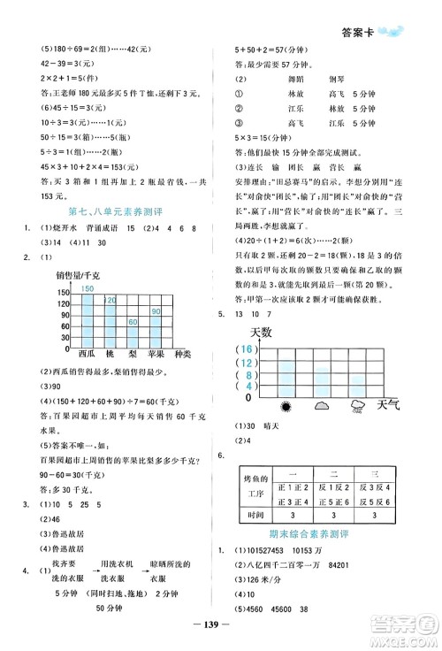 辽宁少年儿童出版社2023年秋世纪金榜金榜小博士四年级数学上册通用版答案