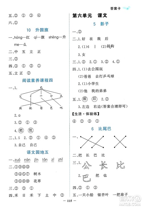 延边大学出版社2023年秋世纪金榜金榜小博士一年级语文上册部编版答案