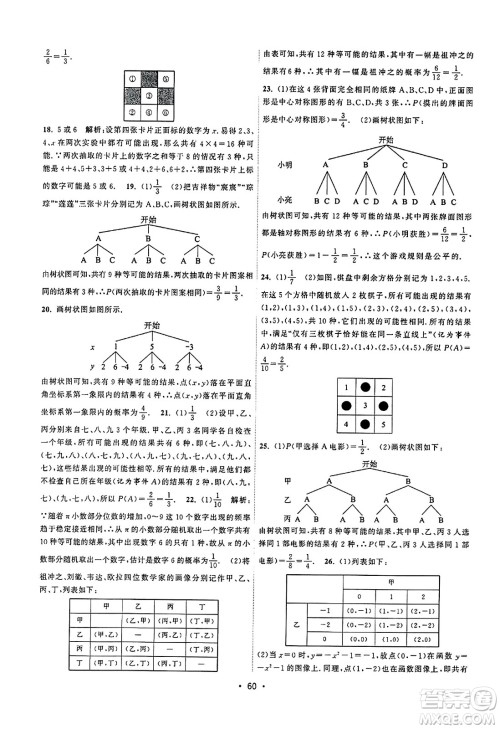 江苏人民出版社2023年秋课时提优计划作业本九年级数学上册苏科版答案