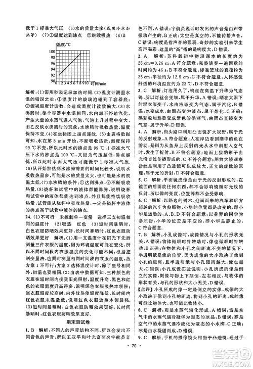 江苏人民出版社2023年秋课时提优计划作业本八年级物理上册苏科版答案 江苏人民出版社2023年秋课时提优计划作业本八年级物理上册苏科版答案