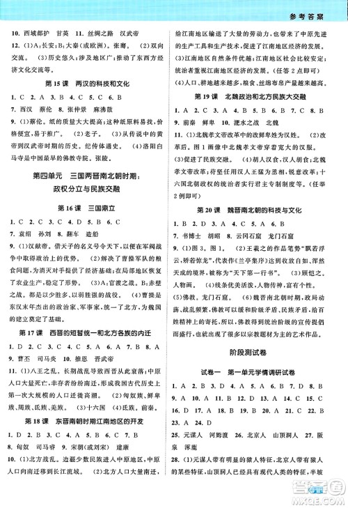 江苏凤凰美术出版社2023年秋课时提优计划作业本七年级历史上册通用版答案 江苏凤凰美术出版社2023年秋课时提优计划作业本七年级历史上册通用版答案