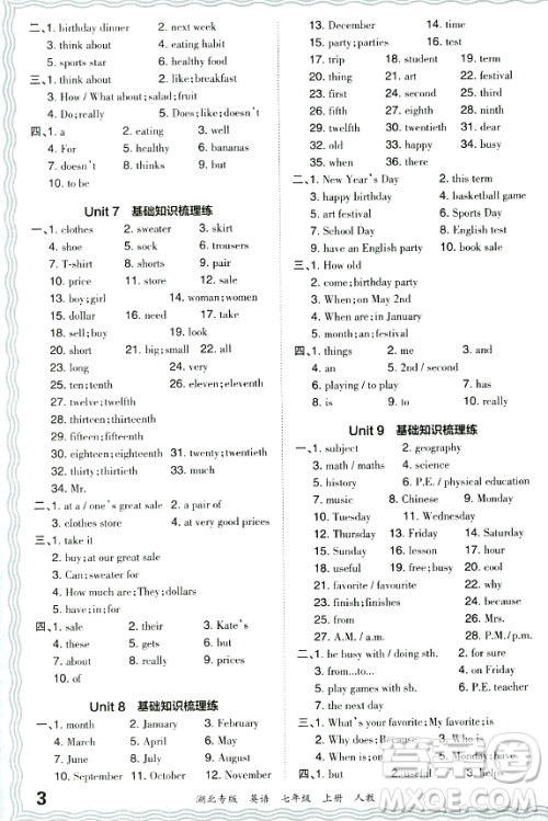 江西人民出版社2023年秋王朝霞各地期末试卷精选七年级英语上册人教版湖北专版答案 江西人民出版社2023年秋王朝霞各地期末试卷精选七年级英语上册人教版湖北专版答案