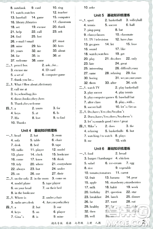江西人民出版社2023年秋王朝霞各地期末试卷精选七年级英语上册人教版湖北专版答案 江西人民出版社2023年秋王朝霞各地期末试卷精选七年级英语上册人教版湖北专版答案