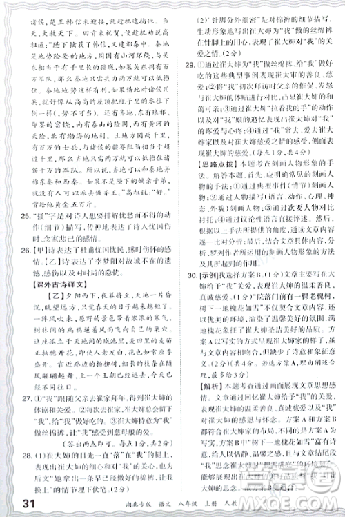 江西人民出版社2023年秋王朝霞各地期末试卷精选八年级语文上册人教版湖北专版答案 江西人民出版社2023年秋王朝霞各地期末试卷精选八年级语文上册人教版湖北专版答案