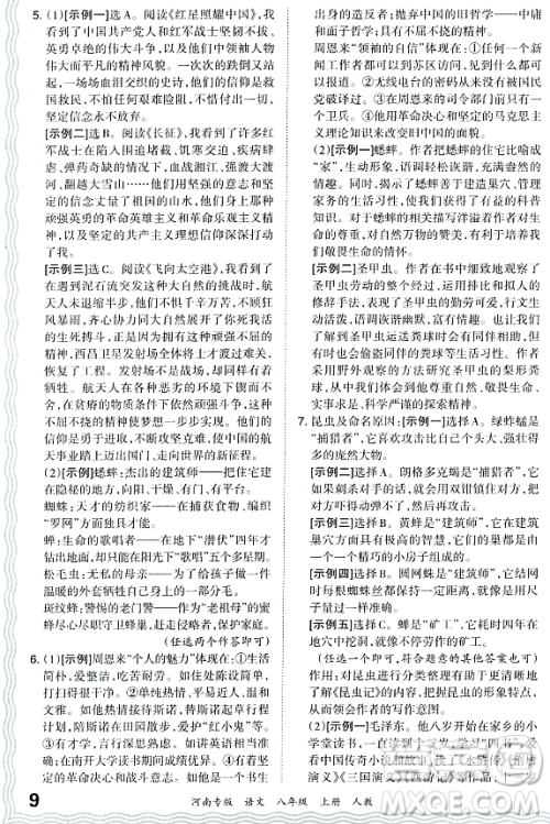 江西人民出版社2023年秋王朝霞各地期末试卷精选八年级语文上册人教版河南专版答案 江西人民出版社2023年秋王朝霞各地期末试卷精选八年级语文上册人教版河南专版答案
