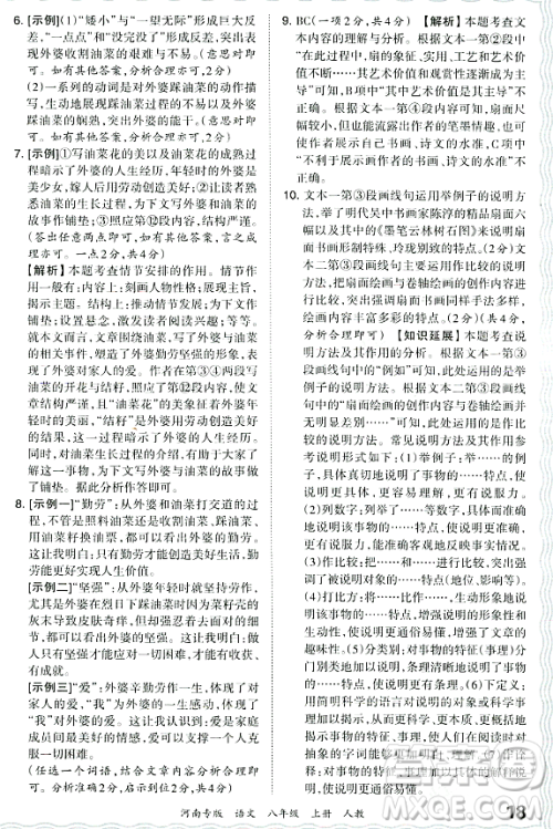 江西人民出版社2023年秋王朝霞各地期末试卷精选八年级语文上册人教版河南专版答案 江西人民出版社2023年秋王朝霞各地期末试卷精选八年级语文上册人教版河南专版答案