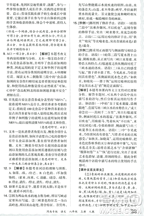 江西人民出版社2023年秋王朝霞各地期末试卷精选八年级语文上册人教版河南专版答案 江西人民出版社2023年秋王朝霞各地期末试卷精选八年级语文上册人教版河南专版答案