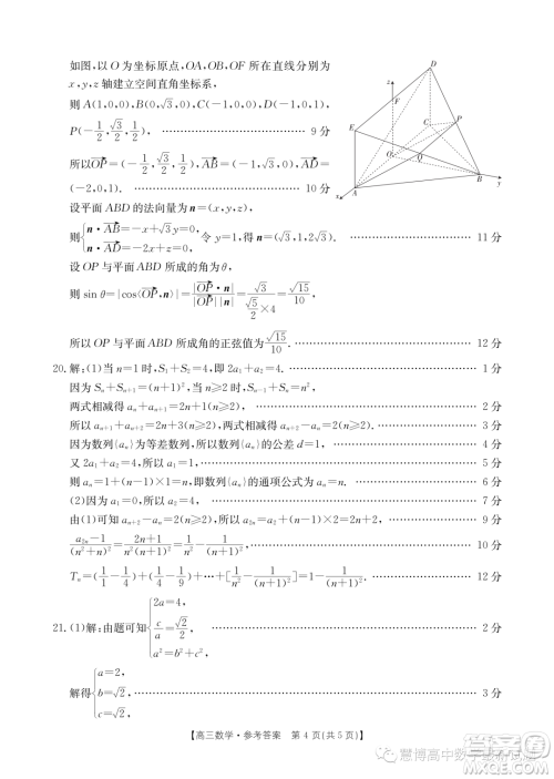 2024届河南新乡高三第一次模拟考试数学试题答案