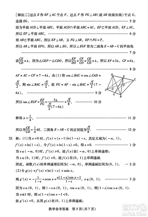 广东粤光联考2024届高三11月第二次调研考试数学参考答案