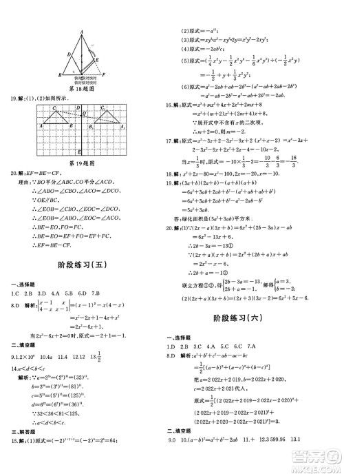 新疆青少年出版社2023年秋优学1+1评价与测试八年级数学上册通用版答案 新疆青少年出版社2023年秋优学1+1评价与测试八年级数学上册通用版答案