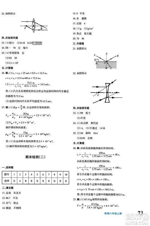 新疆青少年出版社2023年秋优学1+1评价与测试八年级物理上册通用版答案 新疆青少年出版社2023年秋优学1+1评价与测试八年级物理上册通用版答案