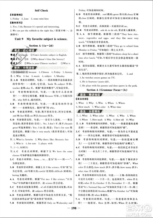 延边大学出版社2023年秋世纪金榜金榜学案七年级英语上册人教版参考答案