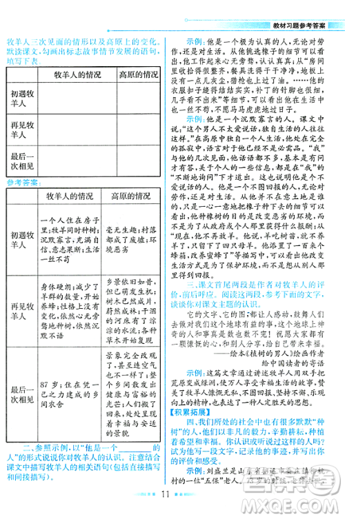 人民教育出版社2023年秋课本教材七年级语文上册人教版答案