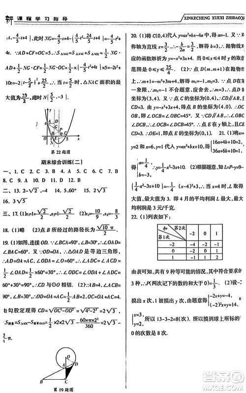 南方出版社2023年秋新课程学习指导九年级数学上册人教版参考答案