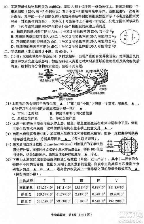 金丽衢十二校2024届高三上学期12月第一次联考生物参考答案 金丽衢十二校2024届高三上学期12月第一次联考生物参考答案
