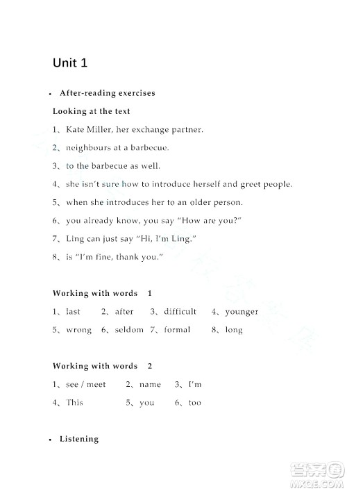 上海外语教育出版社2023高职国际进阶英语综合教程练习册1答案 上海外语教育出版社2023高职国际进阶英语综合教程练习册1答案